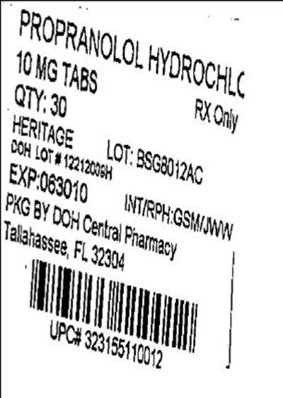 10mg Label (Propranolol 10mg(heritage))